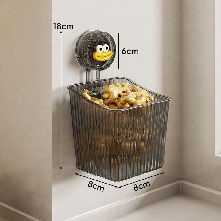 Vertical Three-Tier Ribbed Plastic Suction-Supported Corner Storage Basket System