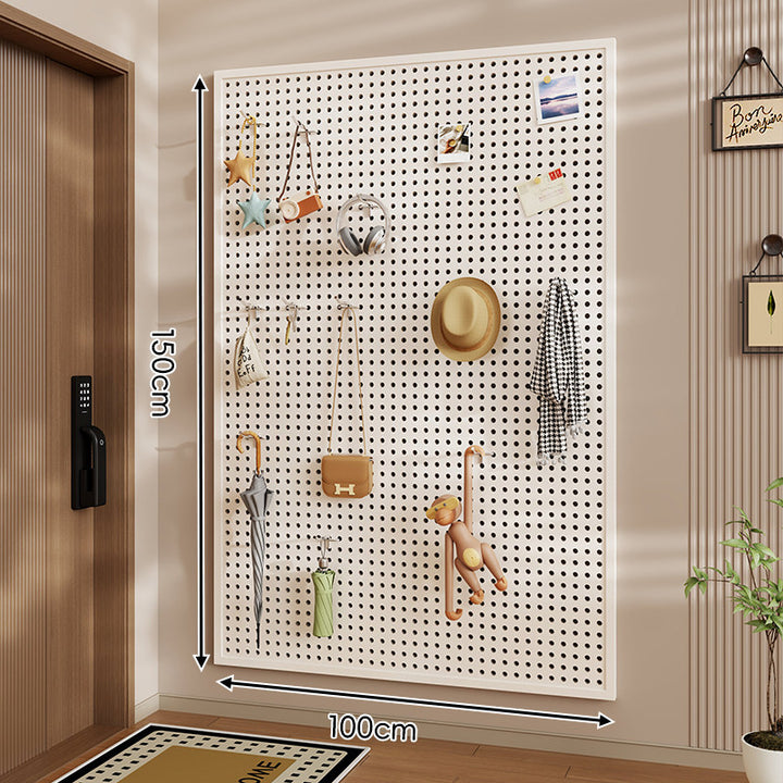 Wall-Mounted Perforated Pegboard Organizer Panel with Metal Frame
