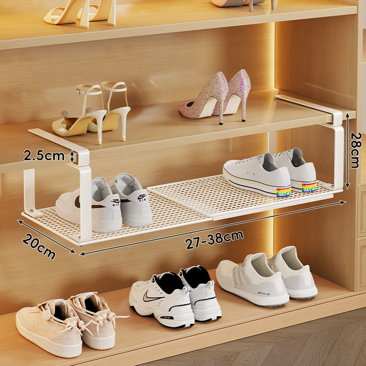 Adjustable Under-Shelf Pull-Out Shoe Rack Organizer