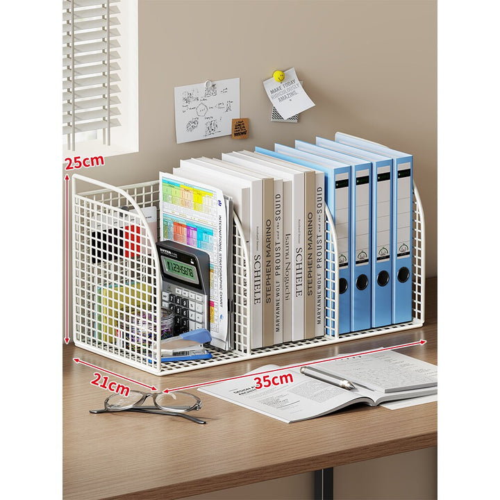 Extra-Wide Modular Metal Desk File Organizer with Adjustable Dividers and Integrated Pen Cup