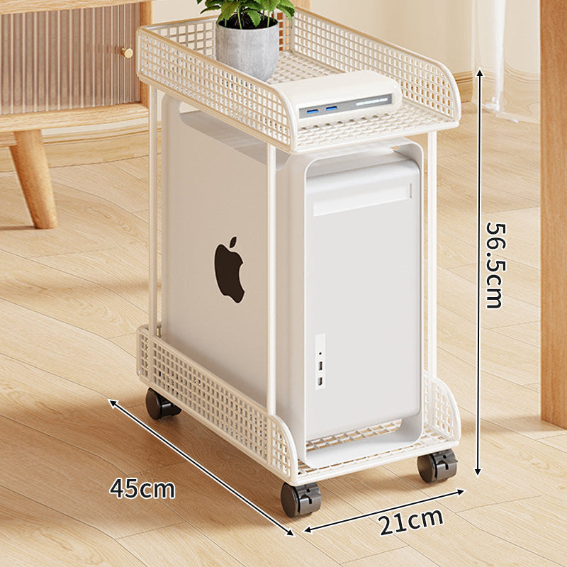 Rolling Mesh CPU Tower Stand with Locking Casters and Ventilated Steel Frame