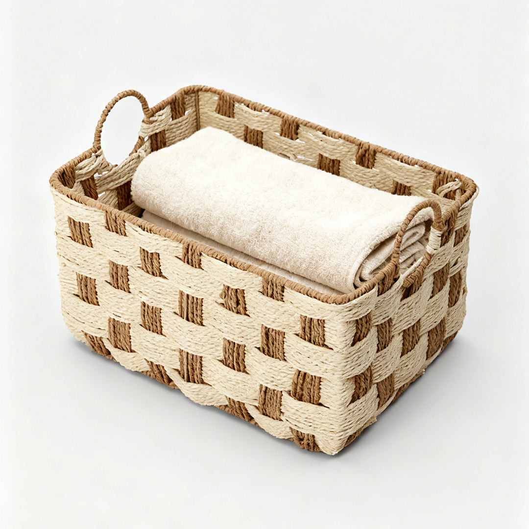 Basket with decorative honeycomb design