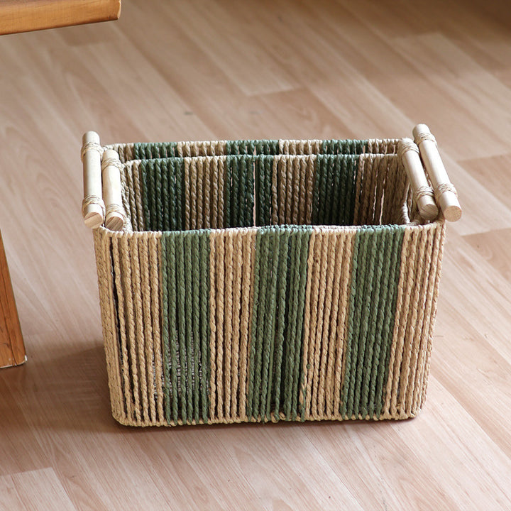 Handcrafted storage basket with natural fiber