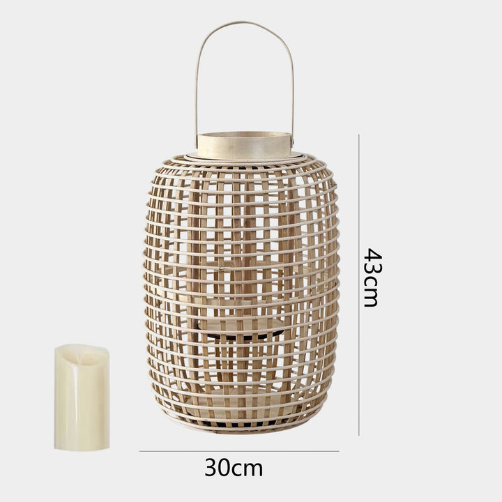 Rustic lantern made of woven material