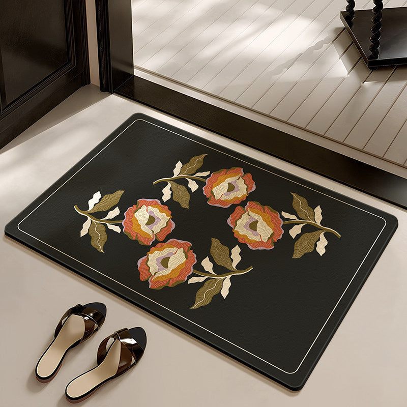 Stylish Floral-Themed Bathroom Mat