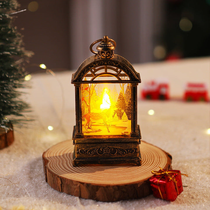 Decorative Christmas lantern with nostalgic Santa motif
