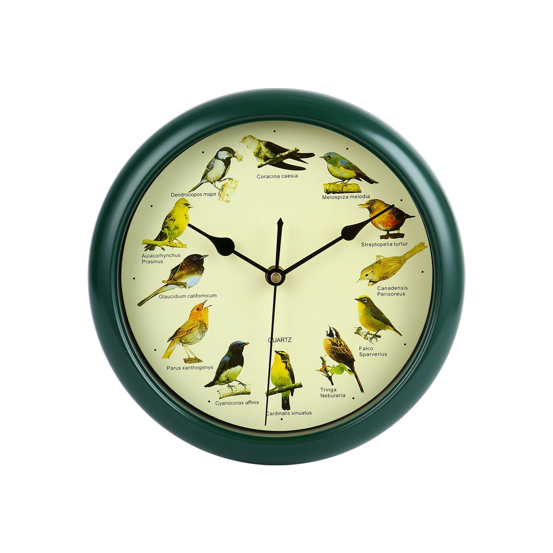 Wall clock with colorful bird design