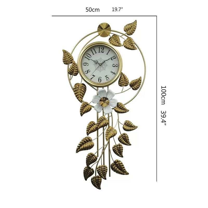 Decorative Wall Clock with Floral Accents