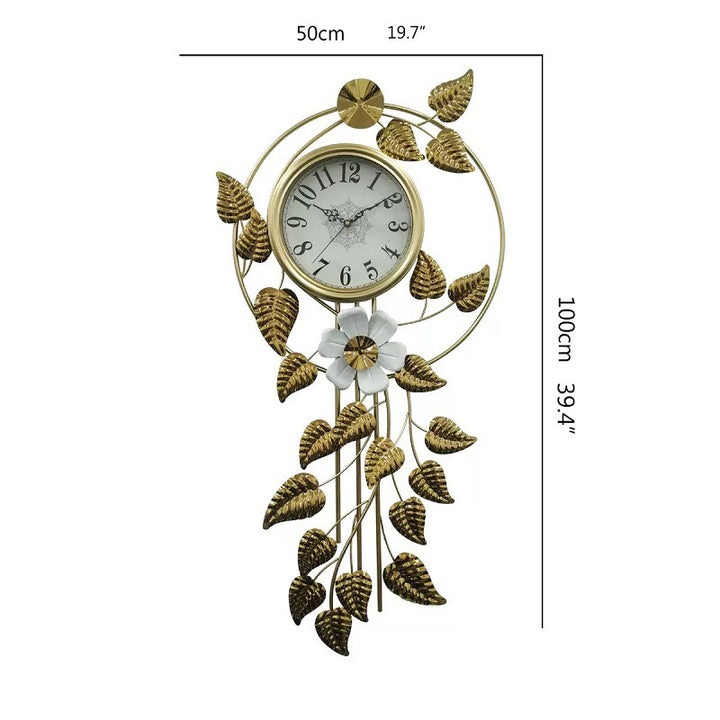 Decorative Wall Clock with Floral Accents