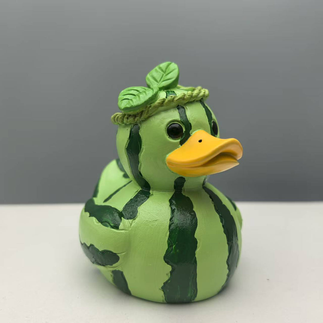 Funny rubber duck with strawberry design