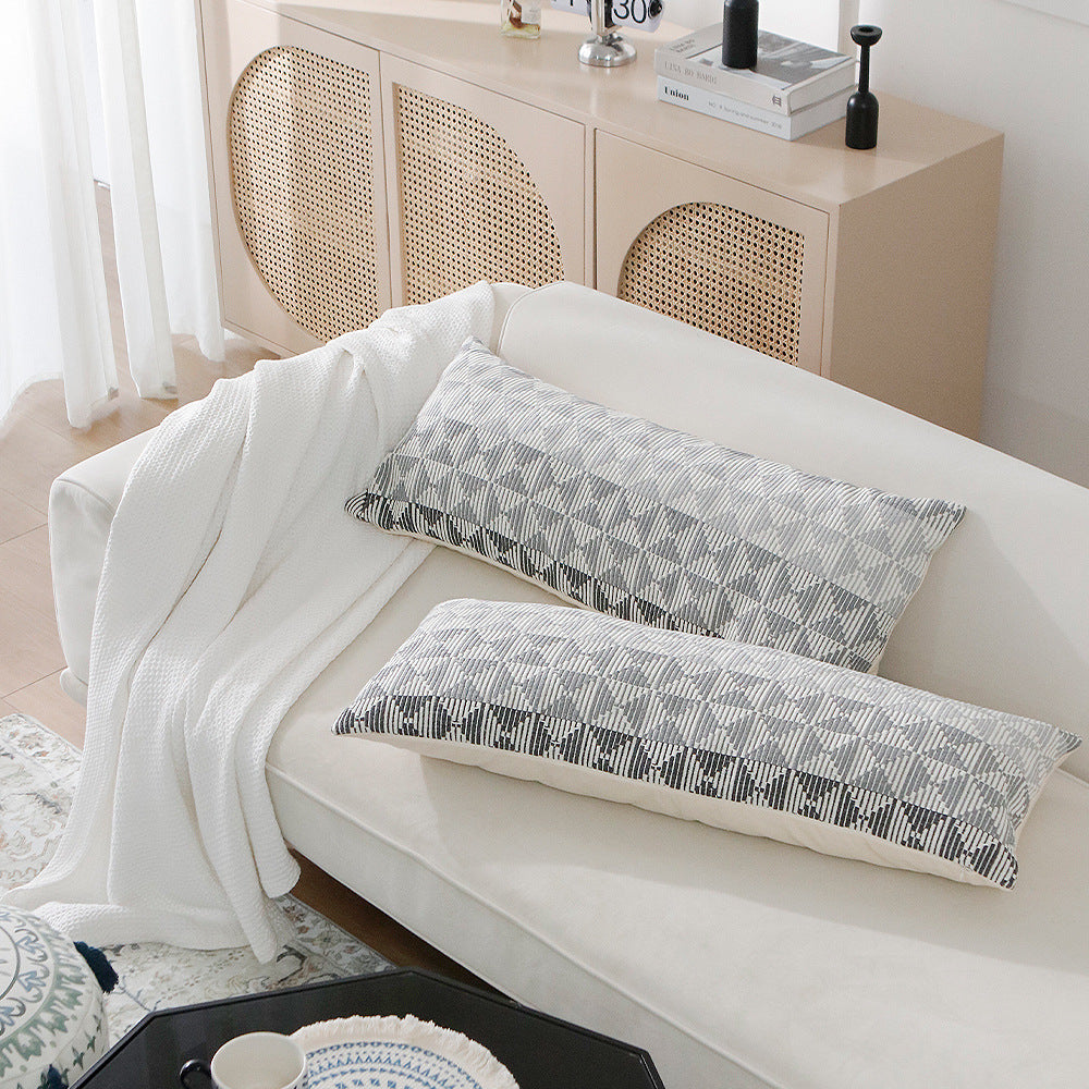 Long woven cushion cover in Boho stripe look with cotton texture