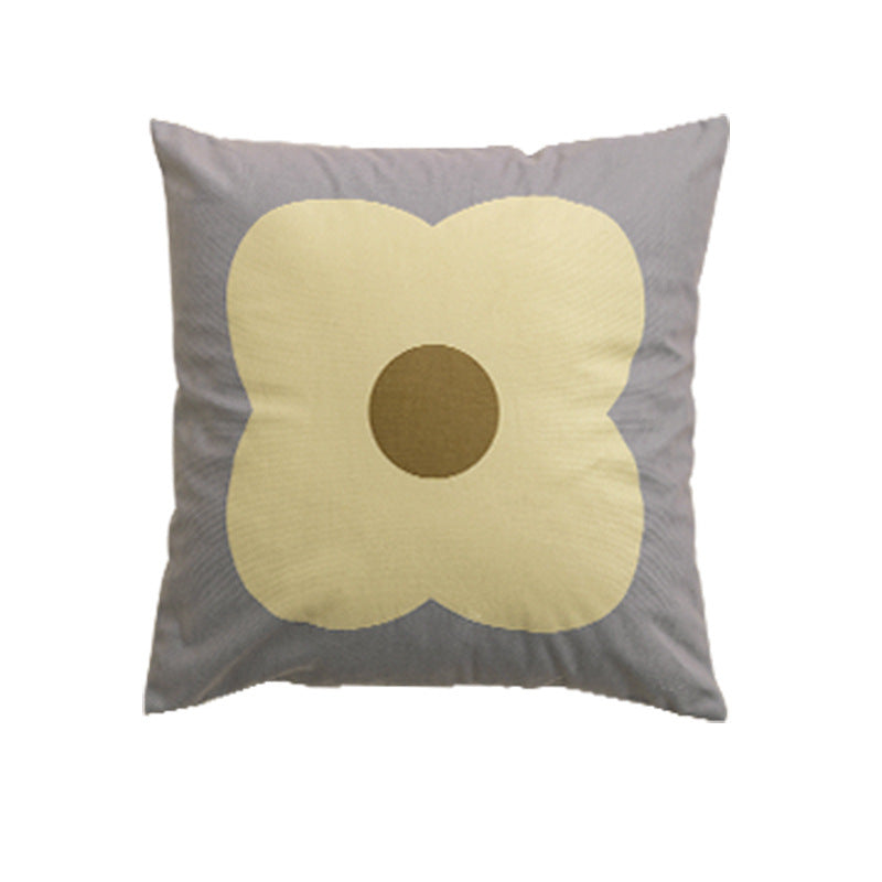 Square decorative cushion cover with large floral pattern and hidden zipper