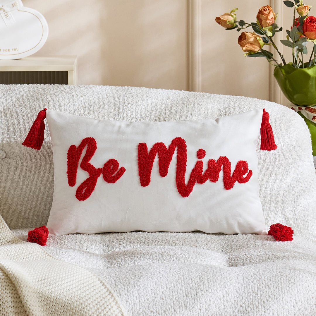 Tufted Tic-Tac-Toe Chenille Decorative Throw Pillow with Corner Tassels