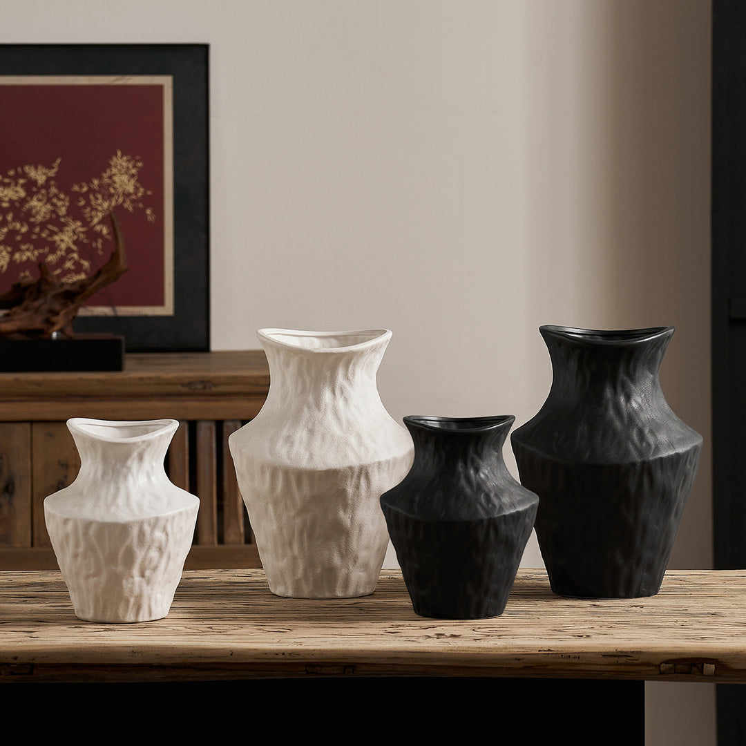 Curved ceramic vase