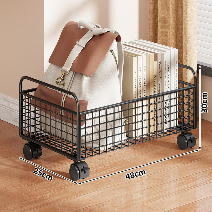 Two-Tier Metal Mesh Desktop Bookshelf Organizer with Open Grid Panels and Anti-Slip Base