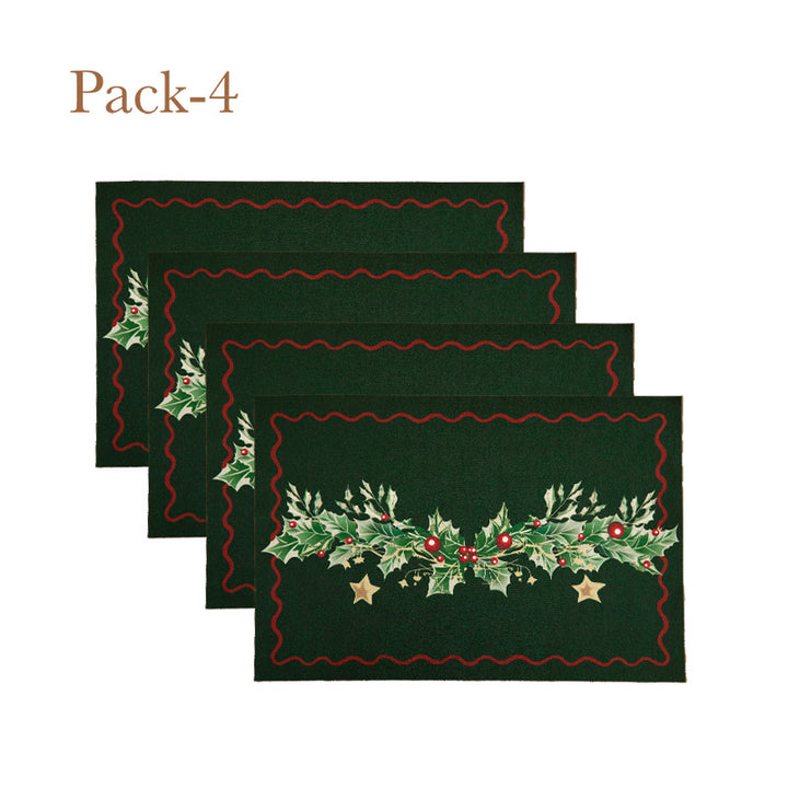 Christmas doormat with lettering and holly motif