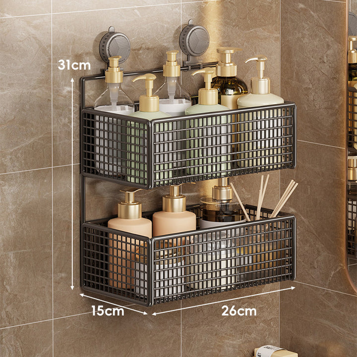 Suction-Mounted Double Mesh Shower Caddy Organizer