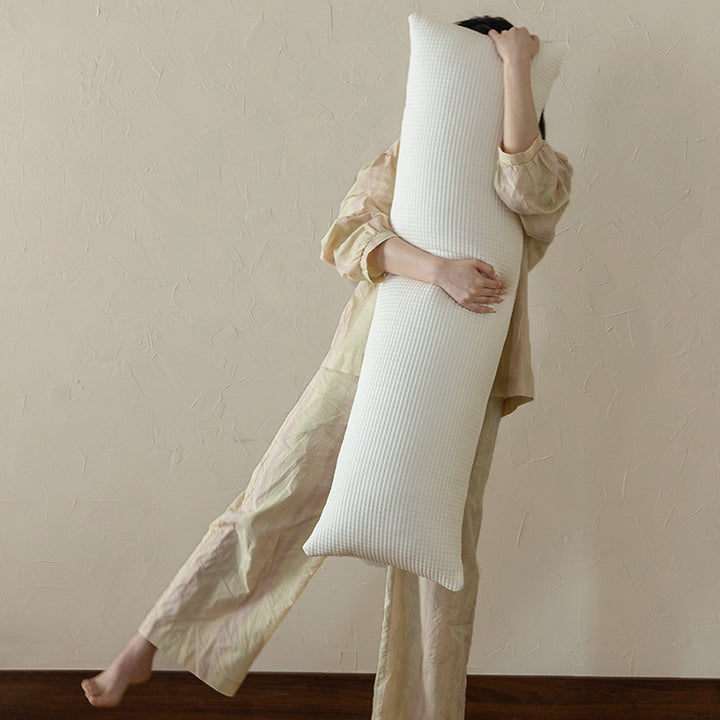 ergonomic side sleeper body pillow with breathable waffle cover