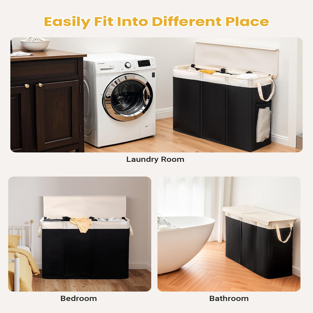 Generous laundry container with removable inner pockets