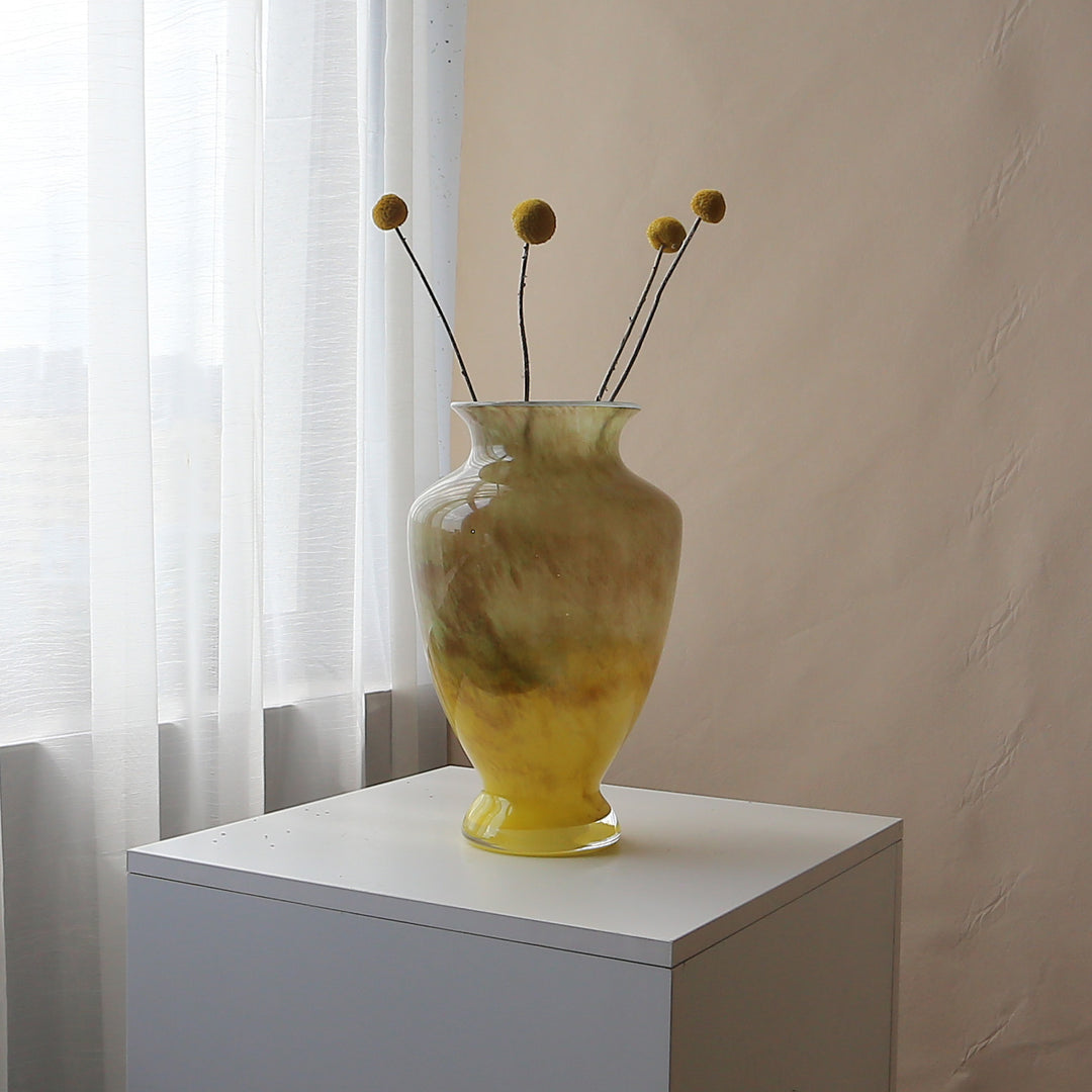Hand-blown Glass Table Vase with Organic Glaze Texture