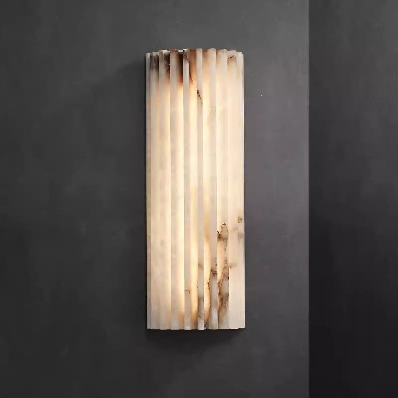 Vertical ribbed wall lamp with alabaster effect and LED