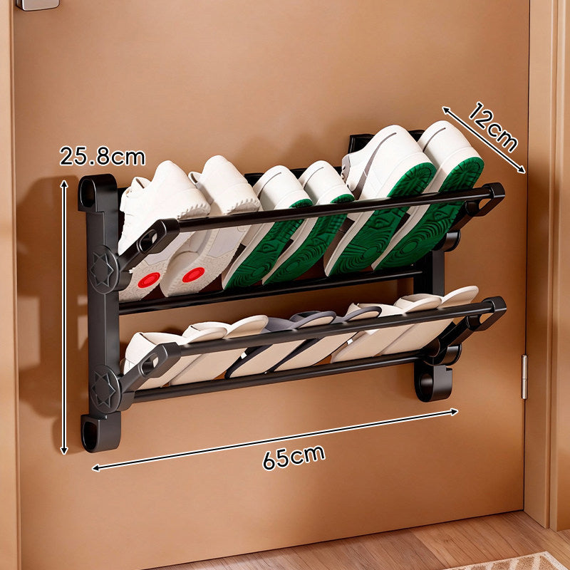 Over-Door Adjustable Two-Tier Angled Shoe Organizer Rack