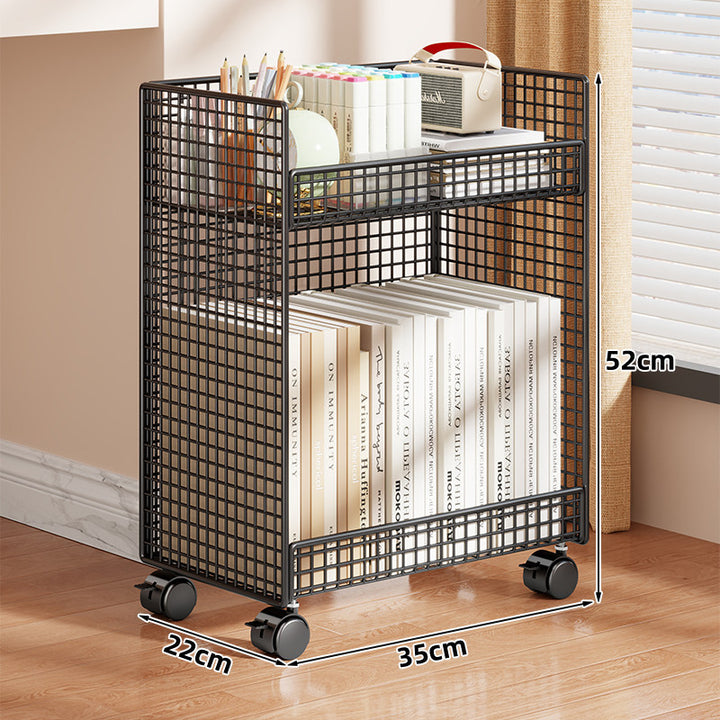 Slim Two-Tier Grid Wire Desktop Organizer Shelf for Books & Stationery