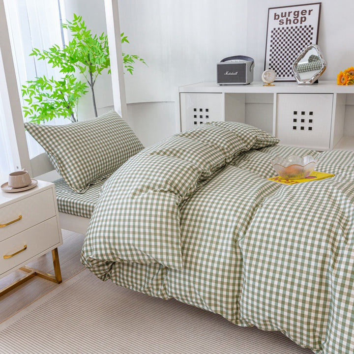 Decorative Gingham Pattern Cozy Bedding Set Avarnia