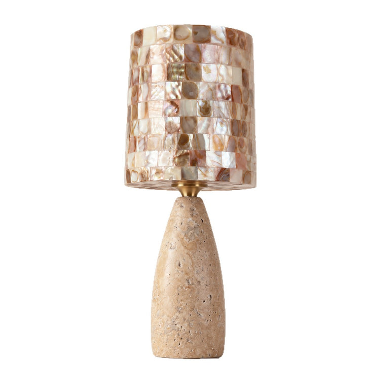 Decorative stone and shell table lamp