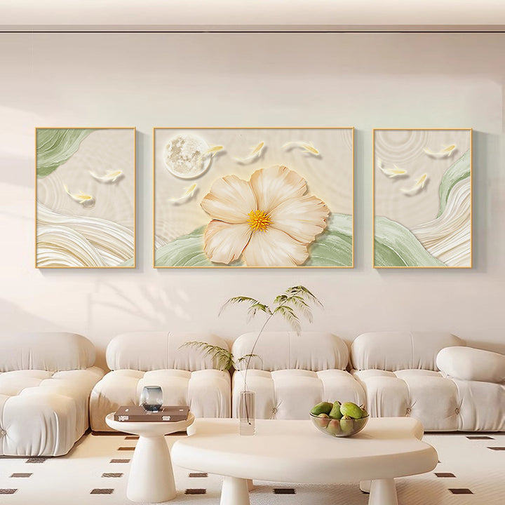 Elegant Floral Triptych Canvas Art