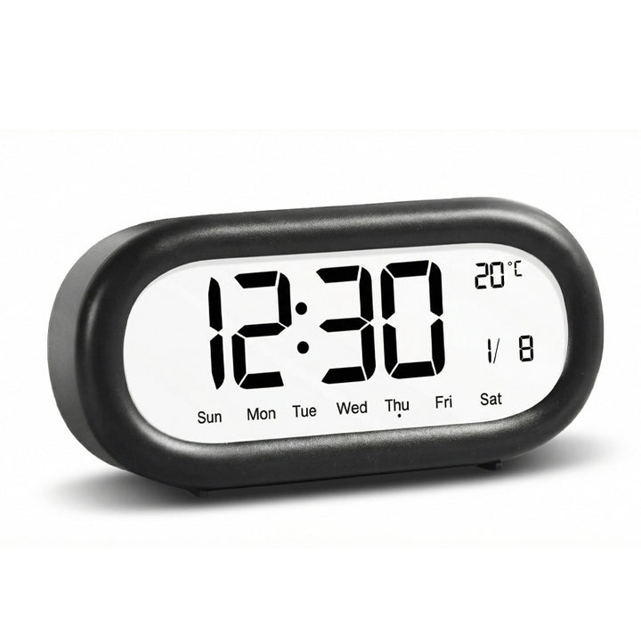 Digital alarm clock with temperature display