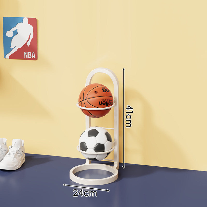 Three-Tier Vertical Sports Ball Storage Rack with Wall-Ready Base and Circular Cradles