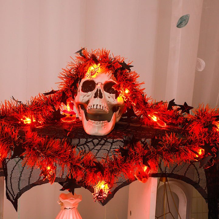 Halloween LED Tinsel Garland with hanging spooky Charms and integrated lights