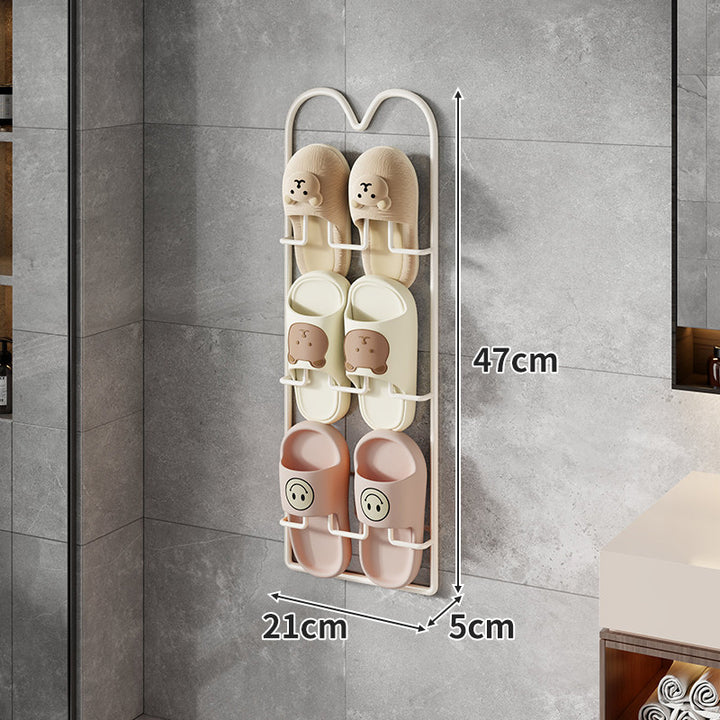 Wall-Mounted Vertical Shower Slipper Rack Single-Pair Organizer