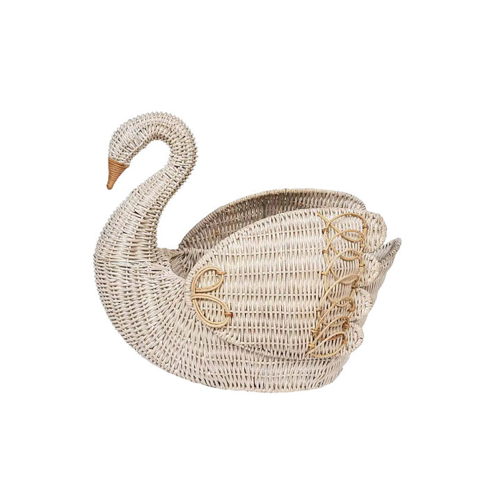 Playful laundry basket in the shape of a swan