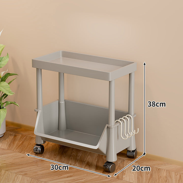 Rolling Under-Desk Storage Caddy with Swivel Casters and Side Hook Rack