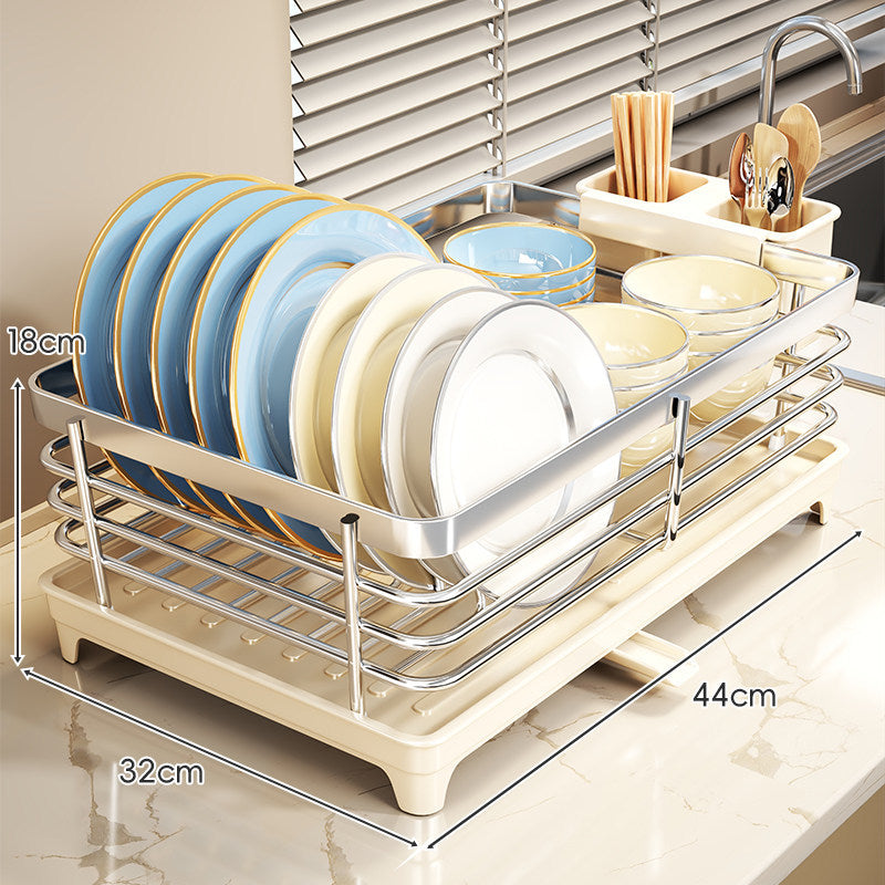 Stainless Steel Plate and Bowl Drying Rack with Removable Drip Tray