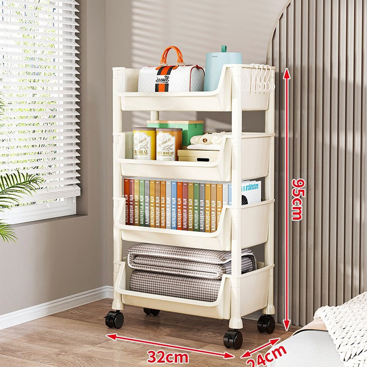 Compact Two-Tier Rolling Storage Cart with Removable Bins and Swivel Casters