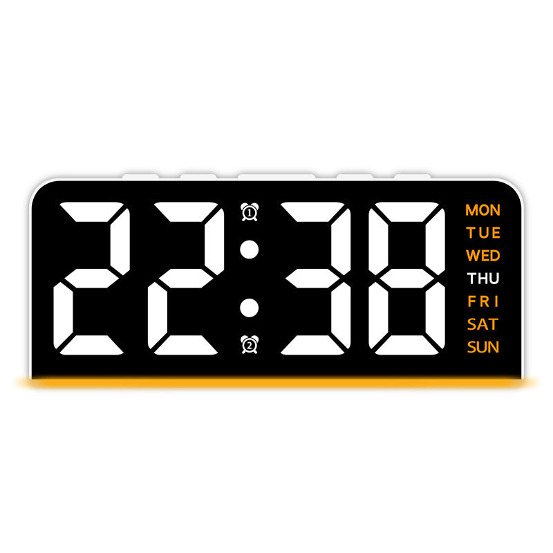 Digital alarm clock with large LED display and multifunctional display