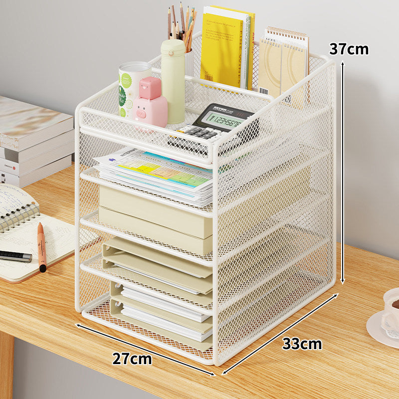 Mesh Two-Tier Desktop Document and Stationery Organizer