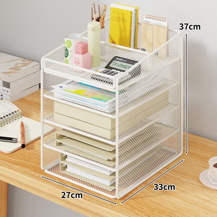Mesh Two-Tier Desktop Document and Stationery Organizer