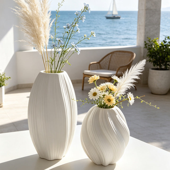 Elegant Vertical Ribbed Decorative Vase