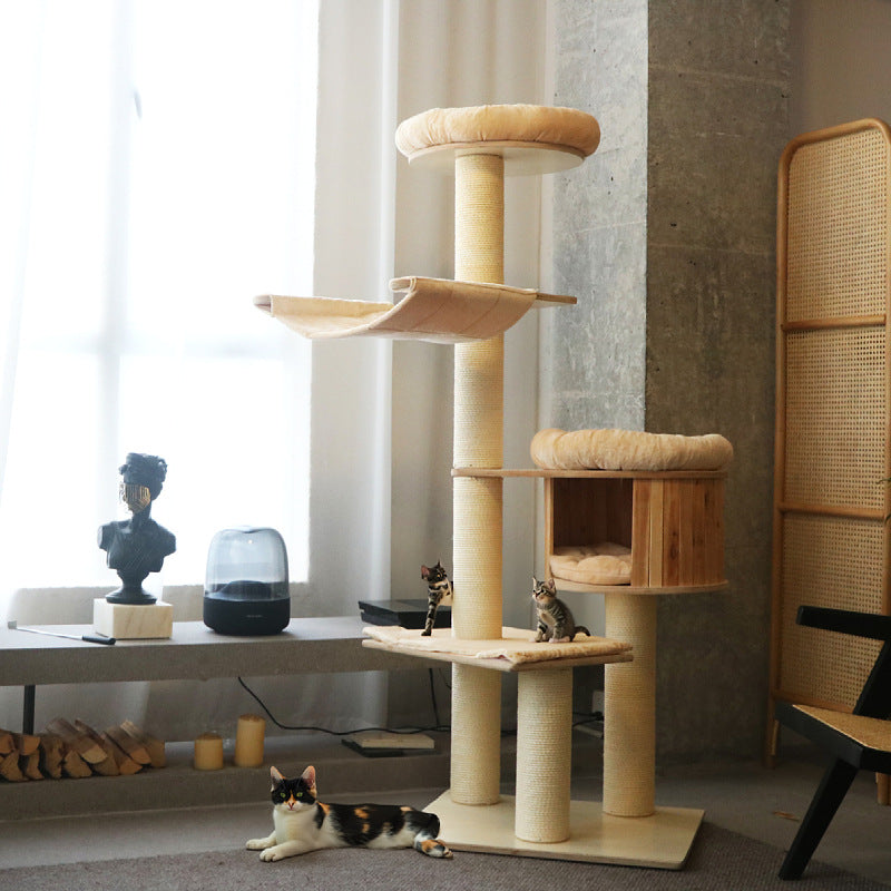 Cozy cat tree with multiple levels