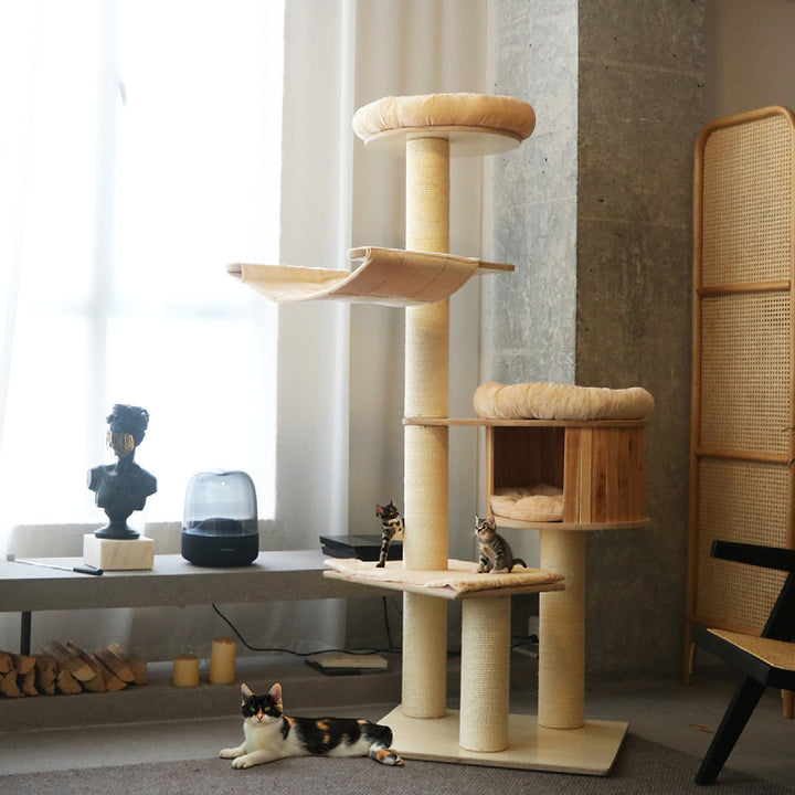 Cozy cat tree with multiple levels