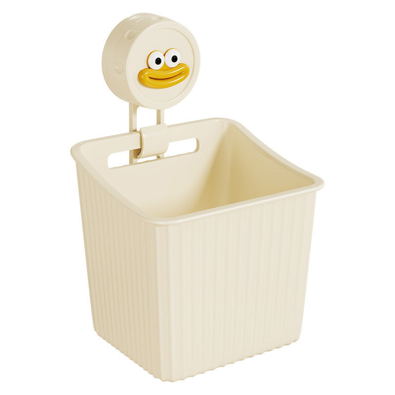 Vertical Three-Tier Ribbed Plastic Suction-Supported Corner Storage Basket System