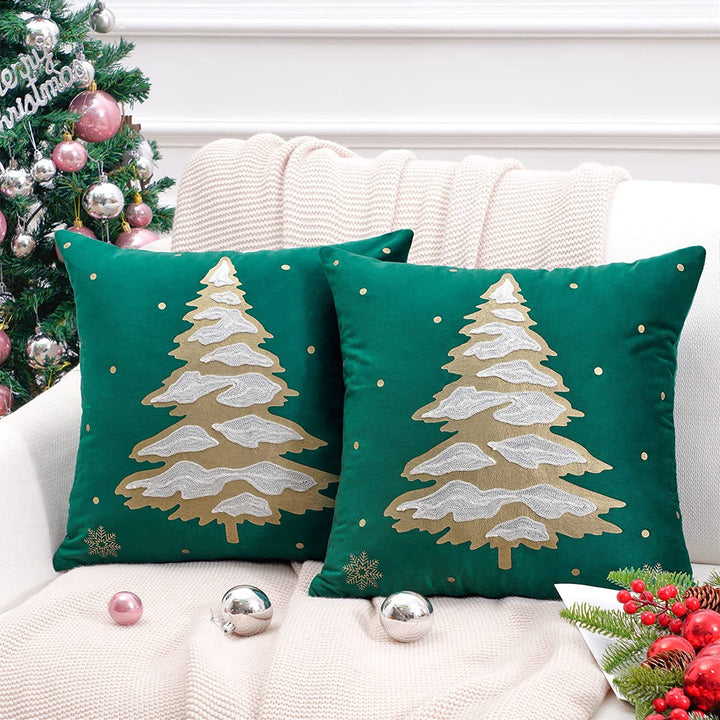 Decorative Holiday Throw Pillow with Deer Silhouette