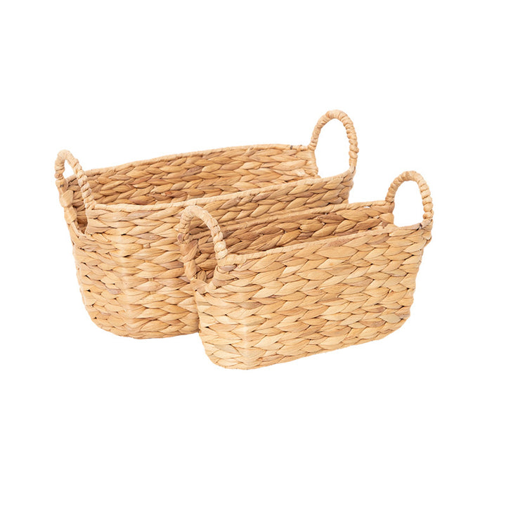 Rustic storage basket made of woven natural material