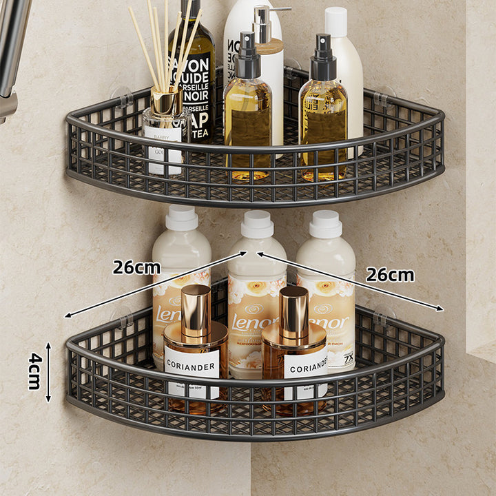 Corner Wall-Mounted Metal Mesh Bathroom Shower Shelf