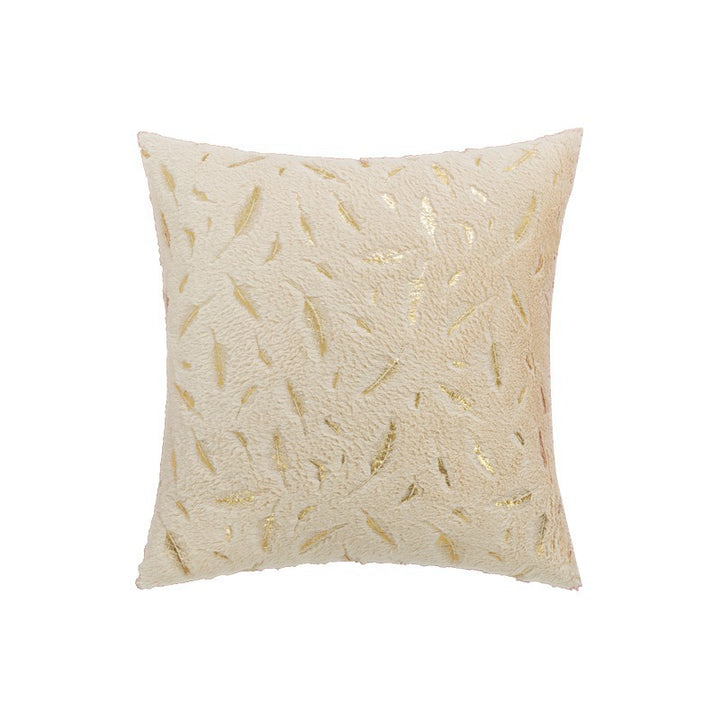 Textured Feather Print Throw Pillow
