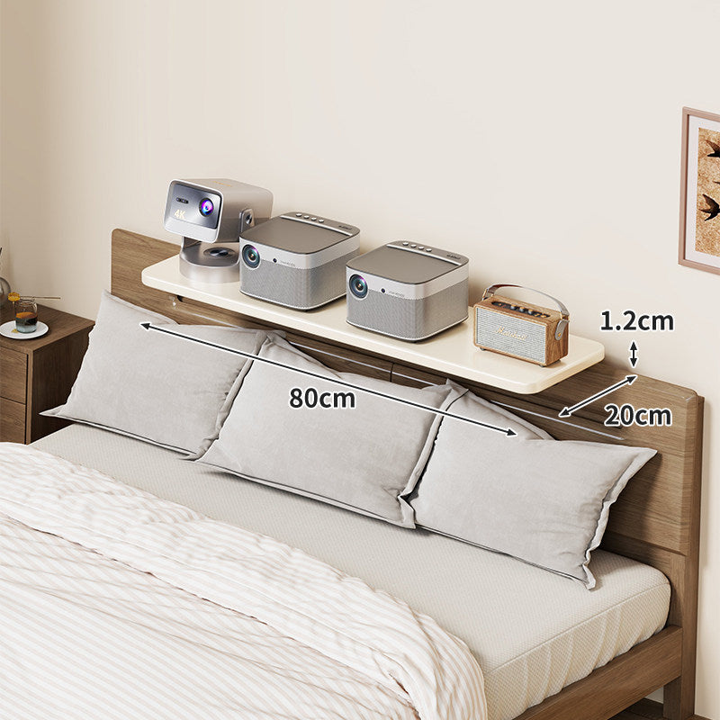 Headboard-Mounted Floating Bedside Shelf for Projectors and Devices